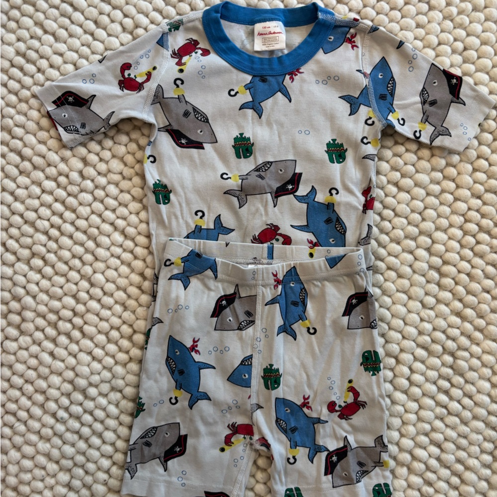 Hanna Andersson Blue Shark Print Kids Pajama Set
